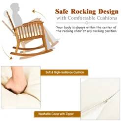 Costway 2PCS Acacia Wood Patio Rocking Chair Set Cushioned Coffee Table -Costway GUEST 15be69cf b362 4e1d bc0d c474b48a899b