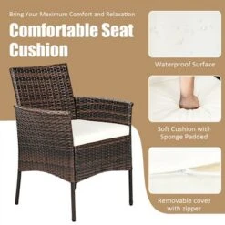 Costway Patio Rattan Arm Dining Chair Cushioned Sofa Furniture Brown -Costway GUEST 15da4acb fb02 4caf b80c d577fa186305