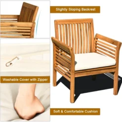 Costway 8 PCS Outdoor Acacia Wood Sofa Furniture Set Cushioned Chair Coffee Table Garden -Costway GUEST 16156d57 193f 4307 9208 ad183d79f479 1