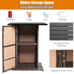 Costway Patio 5PCS Rattan Bar Table Stool Set Hidden Storage Shelf Cushioned -Costway GUEST 16b8a449 fab6 4f4d 8876 c1faf2003dfd