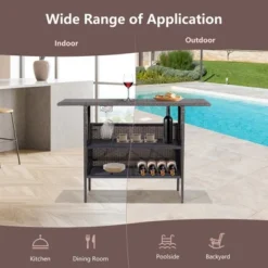 Costway Patio Garden Rattan Wicker Bar Height Counter Table Storage Shelf Rail -Costway GUEST 171327be 5a15 485a aee9 dd3f40813bf6