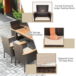 Costway 7PCS Patio Rattan Dining Set Armrest Cushioned Chair Wooden Tabletop 15 Costway 7PCS Patio Rattan Dining Set Armrest Cushioned Chair Wooden Tabletop -Costway GUEST 171bdf69 2796 4c5a bb88 56d26c12b5ca