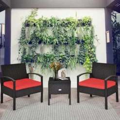 Costway 3PCS Patio Rattan Furniture Set Storage Table Cushioned Sofa Deck RedTurquoise 19 Costway 3PCS Patio Rattan Furniture Set Storage Table Cushioned Sofa Deck RedTurquoise -Costway GUEST 17223ccd 6807 4a04 b040 631f50b5fc59