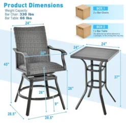 Costway 3PCS Patio Rattan Bar Table Stools Set Aluminum 360° Swivel Chairs With Padded Seat 11 Costway 3PCS Patio Rattan Bar Table Stools Set Aluminum 360° Swivel Chairs With Padded Seat -Costway GUEST 172d8175 3c94 4a10 88a3 1629b921ad58