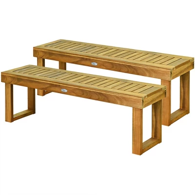 Costway 2Pcs 52'' Outdoor Acacia Wood Dining Bench Chair Seat Slat Garden -Costway GUEST 173f8658 9b8c 46b8 b7f2 f9d7ccb3f9b0