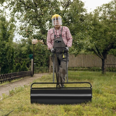 Costway 13-Gallon Lawn Roller Heavy-Duty Steel Push/Pull Sod Roller 24'' X13'' Black 2 Costway 13-Gallon Lawn Roller Heavy-Duty Steel Push/Pull Sod Roller 24'' X13'' Black - Image 2