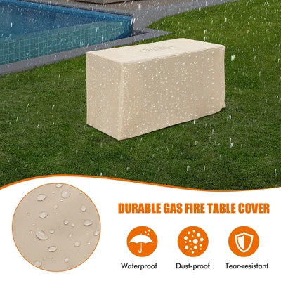 Costway 43-inch Propane Gas Fire Pit Table Wood-like Metal Fire Table WithProtective Cover 4 Costway 43-inch Propane Gas Fire Pit Table Wood-like Metal Fire Table WithProtective Cover - Image 4