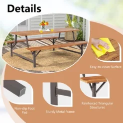 Costway Acacia Wood Patio Picnic Table Bench Set With 71'' Tabletop & 2'' Umbrella Hole 12 Costway Acacia Wood Patio Picnic Table Bench Set With 71'' Tabletop & 2'' Umbrella Hole -Costway GUEST 17a3ab4b cbd0 499b baa3 4bdffd916696