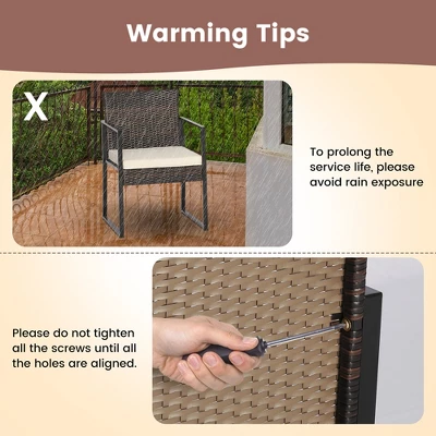 Costway 3pcs Patio Furniture Set Heavy Duty Cushioned Wicker Rattan Chairs Table 7 Costway 3pcs Patio Furniture Set Heavy Duty Cushioned Wicker Rattan Chairs Table - Image 7