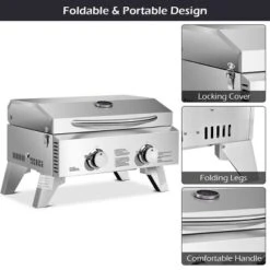 Costway 2 Burner Portable BBQ Table Top Propane Gas Grill Stainless Steel -Costway GUEST 17ee9578 453a 4cb2 88e9 1c00b6ff817c