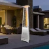 Costway 42,000 BTU Stainless Steel Pyramid Patio Heater Glass Tube Flame W/ Wheels