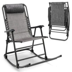 Costway Folding Zero Gravity Rocking Chair Outdoor Patio Headrest Turquoise Grey -Costway GUEST 181b693d 4572 4f33 ad6e 8e5b198ef097