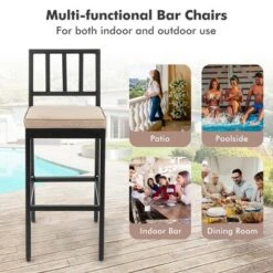 Costway Set Of 2 Patio Metal Bar Stools Outdoor Bar Height Dining Chairs With Cushion 13 Costway Set Of 2 Patio Metal Bar Stools Outdoor Bar Height Dining Chairs With Cushion -Costway GUEST 185814fa 7c32 448a a5bb 7592c774e7bb