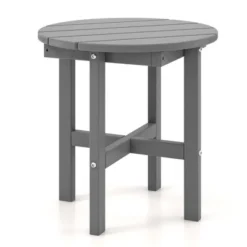 Costway Patio 18'' Adirondack Round Side Table All Weather HDPE End Table Outdoor Grey -Costway GUEST 18713e99 426d 43de 85b1 70e868efafaa