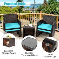 Costway 5PCS Patio Rattan Wicker Furniture Set Sofa Ottoman Cushion Turquoise 14 Costway 5PCS Patio Rattan Wicker Furniture Set Sofa Ottoman Cushion Turquoise -Costway GUEST 189c3bbf eec3 45d6 abab b2ab6fea862d
