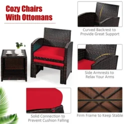 Costway 5PCS Patio Rattan Wicker Furniture Set Sofa Ottoman W/ Cushions Red -Costway GUEST 18b36190 e3dd 4000 b440 3b972f268f9b