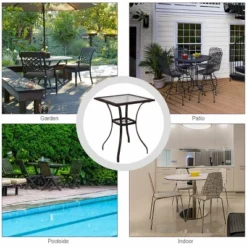 Outdoor Patio Rattan Wicker Bar Square Table Glass Top Yard Garden Furniture NEW -Costway GUEST 18be18aa 4c69 473f 9c1c a44753738d19