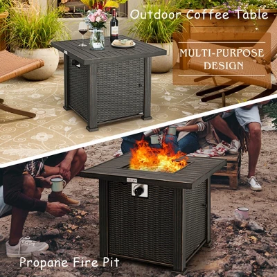 Costway 30" Gas Fire Pit Table 50,000 BTU Square Propane Fire Pit Table W/ Cover 5 Costway 30" Gas Fire Pit Table 50,000 BTU Square Propane Fire Pit Table W/ Cover - Image 5