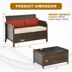 Costway 2PCS Patio Rattan Furniture Set Cushioned Loveseat Table Garden Deck -Costway GUEST 1957c017 71fb 4466 bf47 077ddf6615f9