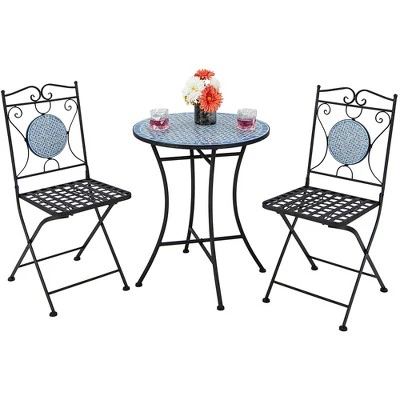 3pcs Patio Bistro Set Outdoor Furniture Mosaic Table Chairs All Weather Garden 1 3pcs Patio Bistro Set Outdoor Furniture Mosaic Table Chairs All Weather Garden