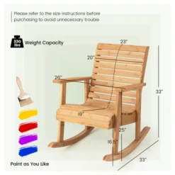 Costway Patio Wooden Rocking Chair High Back Fir Wood Armchair Natural Garden Yard -Costway GUEST 197e7fa4 e2d1 4d10 8ecb a70e9b3035fe