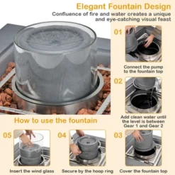 Costway 28'' Patio Fountain Fire Pit Table 50,000 BTU Square Propane Fire Pit WithPVC Cover -Costway GUEST 19806650 1de7 4ec9 bc4b e914b5160246