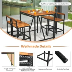 Costway 5PCS Patio Rattan Bar Table Stool Set Acacia Wood Top W/Umbrella Hole 13 Costway 5PCS Patio Rattan Bar Table Stool Set Acacia Wood Top W/Umbrella Hole -Costway GUEST 199d19b7 f8db 40e7 94e9 cbd8acbed0b6