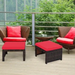 Costway 2PCS Patio Rattan Ottoman Cushioned Seat Foot Rest Furniture TurquoiseRedWhite 16 Costway 2PCS Patio Rattan Ottoman Cushioned Seat Foot Rest Furniture TurquoiseRedWhite -Costway GUEST 19c0ab60 9e9f 422f b266 f59a18a6093e