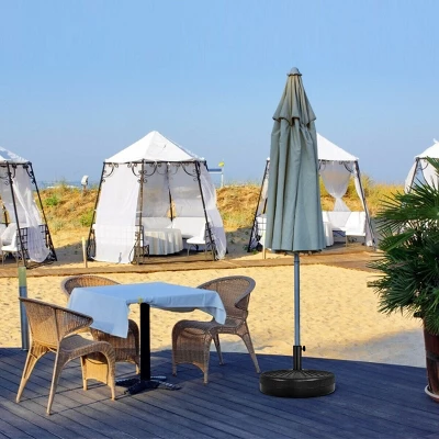 Costway 20'' Round 23L Water Filled Umbrella Base Stand Self-filled Patio Furniture Black 2 Costway 20'' Round 23L Water Filled Umbrella Base Stand Self-filled Patio Furniture Black - Image 2