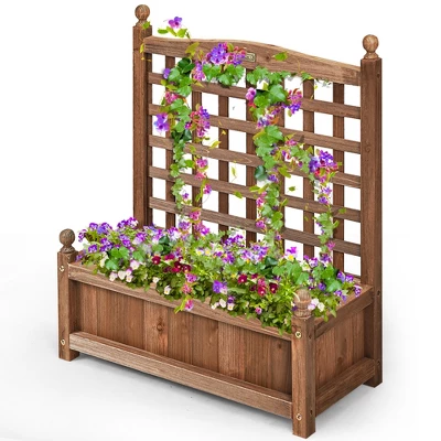 Costway 2 PCS Solid Wood Planter Box With Trellis Weather-Resistant 25"x11"x30" 8 Costway 2 PCS Solid Wood Planter Box With Trellis Weather-Resistant 25"x11"x30" - Image 8