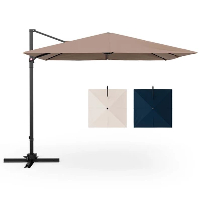 Costway Patio 9.5FT Square Cantilever Offset Hanging Umbrella 2-Tier 360° Outdoor Beige/ Coffee/Navy 9 Costway Patio 9.5FT Square Cantilever Offset Hanging Umbrella 2-Tier 360° Outdoor Beige/ Coffee/Navy - Image 9
