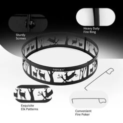 Costway 36'' Metal Fire Pit Ring Deer W/Extra Poker Bonfire Liner For Campfire 11 Costway 36'' Metal Fire Pit Ring Deer W/Extra Poker Bonfire Liner For Campfire -Costway GUEST 1a2bc2cb 14ce 444c 97d2 8d4db3fa798d