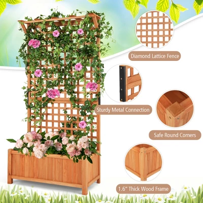 Costway Raised Garden Bed Planter Box Climbing Plants Container With Trellis &Hanging Roof 8 Costway Raised Garden Bed Planter Box Climbing Plants Container With Trellis &Hanging Roof - Image 8