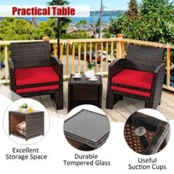 Costway 5PCS Patio Rattan Wicker Furniture Set Sofa Ottoman W/ Cushions Red -Costway GUEST 1a98b5a9 831a 4e0b aef6 fdc3223d0221