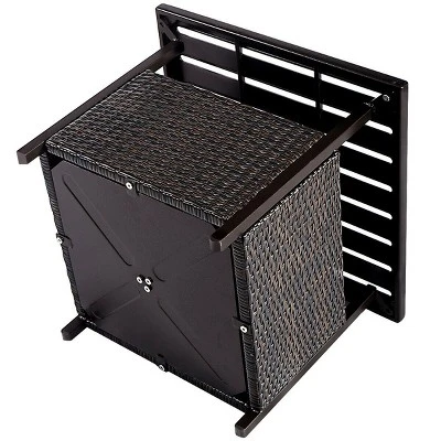 Costway Brown Rattan Wicker Steel Side Table Outdoor Furniture Deck Garden Patio Pool 8 Costway Brown Rattan Wicker Steel Side Table Outdoor Furniture Deck Garden Patio Pool - Image 8