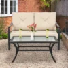 Costway 2 PCS Patio Loveseat With Coffee Table Outdoor Sofa Bench With Cushions