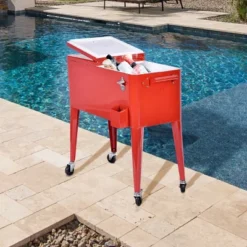 Costway Red Outdoor Patio 80 Quart Cooler Cart Ice Beer Beverage Chest Party Portable -Costway GUEST 1b11d75e 36f9 4586 9ada 77425879daf2
