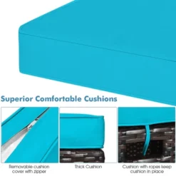 Costway 2PCS Patio Rattan Ottoman Cushioned Seat W/ Foot Rest Turquoise -Costway GUEST 1b6833a6 ce0a 4a83 ab09 5ce238ef5d6b