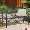 Costway Garden Bench Park Yard Outdoor Furniture Steel Frame Porch Path Loveseat Black
