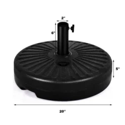 Costway 20'' Round 23L Water Filled Umbrella Base Stand Self-filled Patio Furniture Black