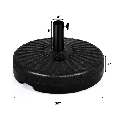 Costway 20'' Round 23L Water Filled Umbrella Base Stand Self-filled Patio Furniture Black 1 Costway 20'' Round 23L Water Filled Umbrella Base Stand Self-filled Patio Furniture Black