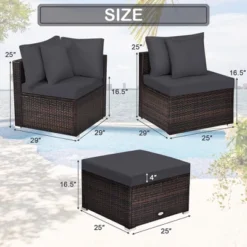 Costway 4PCS Patio Rattan Furniture Set Sofa Ottoman Cushion Garden Deck Grey -Costway GUEST 1bf37230 c628 41ad 9c82 9c8e367e1fcb