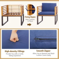 Costway 3pcs Patio Acacia Wood Bistro Conversation Cushioned Chair & Table Set Outdoor 11 Costway 3pcs Patio Acacia Wood Bistro Conversation Cushioned Chair & Table Set Outdoor -Costway GUEST 1c0474bf fed6 4a4e aa88 5e6acc69ac52