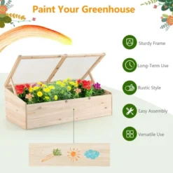 Costway Wooden Cold Frame Greenhouse Flower Planter Raised Plants Bed Protection 13 Costway Wooden Cold Frame Greenhouse Flower Planter Raised Plants Bed Protection -Costway GUEST 1c42fac0 c45b 4c8f a00d d7c3a194b29c 1
