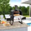 Costway 2-Layer Pizza Oven Wood Fired Pizza Grill Outside Pizza Maker With Waterproof Cover