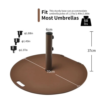 Costway Patio 50LBS Umbrella Base Market Umbrella Stand Wheels Handle Brown 6 Costway Patio 50LBS Umbrella Base Market Umbrella Stand Wheels Handle Brown - Image 6