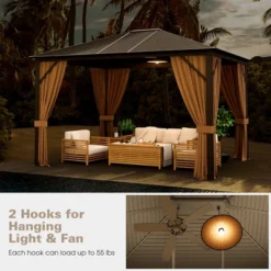 Costway 12' X 10' Patio Hardtop Gazebo W/ Galvanized Steel Top Aluminum Frame Outdoor -Costway GUEST 1d08e091 22dd 4d4e a525 379a8ed2d9ba