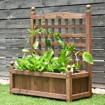 Costway 2 PCS Solid Wood Planter Box With Trellis Weather-Resistant 25"x11"x30" 3 Costway 2 PCS Solid Wood Planter Box With Trellis Weather-Resistant 25"x11"x30" - Image 3