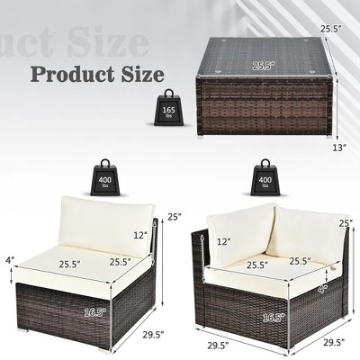 Costway 6PCS Patio Rattan Furniture Set Cushioned Sofa Coffee Table Garden 2 Costway 6PCS Patio Rattan Furniture Set Cushioned Sofa Coffee Table Garden - Image 2