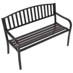 Costway 50'' Patio Garden Bench Park Yard Outdoor Furniture Steel Slats Porch Chair Seat -Costway GUEST 1dbd4994 04b4 4a1a b905 2d7c1c38ad3a